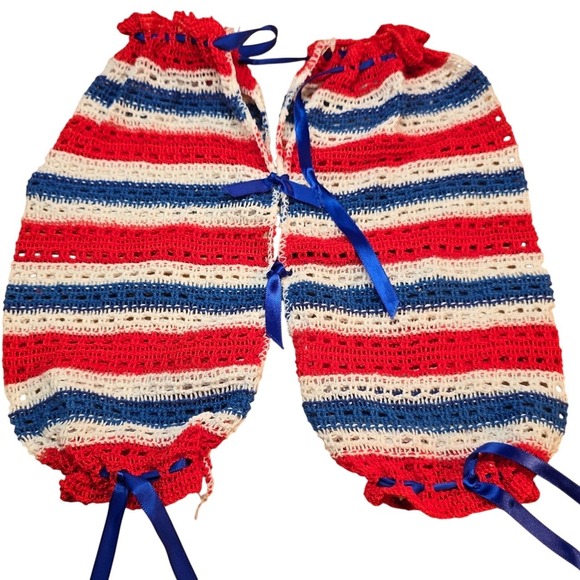 Hand Crafted Other - Doll pants Hand Crochet Knitted Barbie BabyDoll‎ RED WHITE BLUE USA